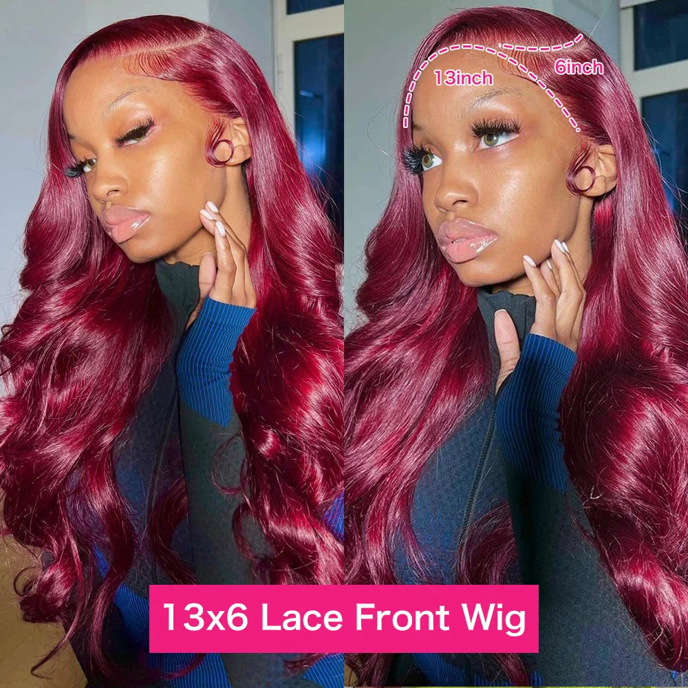 Hazel Burgundy Body Wave Human Hair Wigs