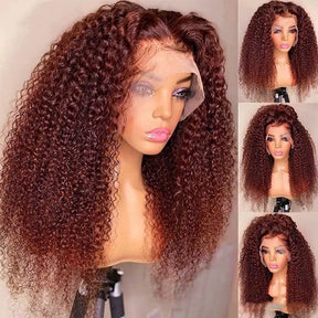 Carry Reddish Brown Jerry Curly Human Hair Wigs