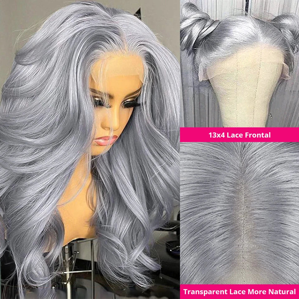 Hazel Silver Grey Human Hair Wigs