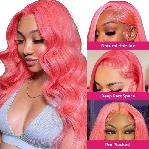 Paris Pink Human Hair Body Wave Wig