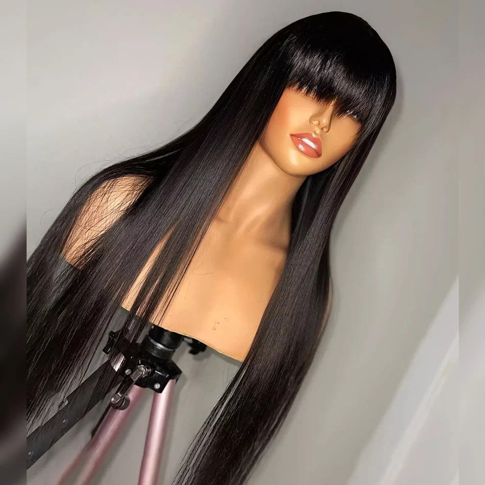 Maribelle Silky Straight Human Hair Wigs With Bangs