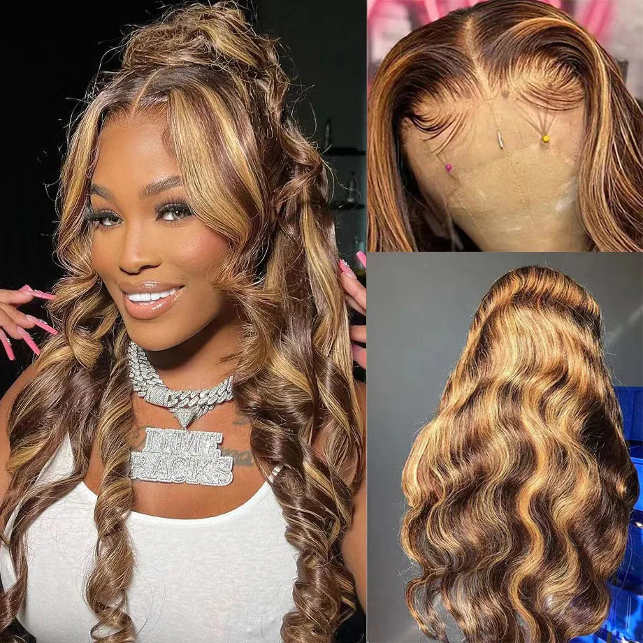 Cassandra Highlighted Body Wave Human Hair Wig