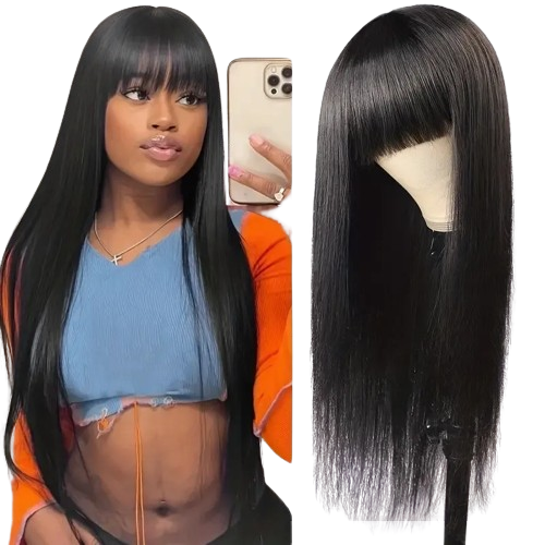 Maribelle Silky Straight Human Hair Wigs With Bangs