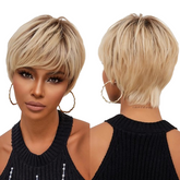 Cherie Short Pixie Cut Blonde Human Hair Wigs