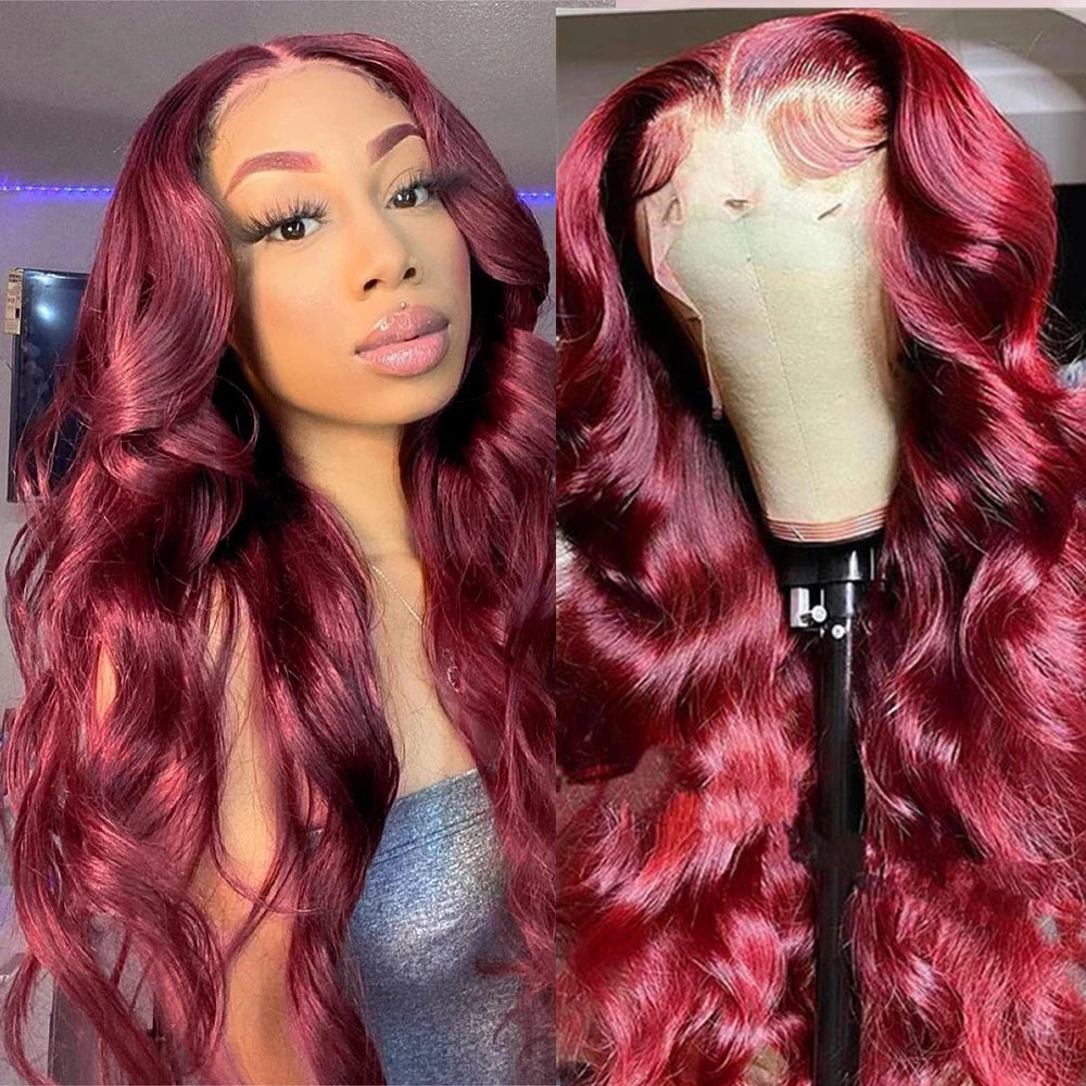 Hazel Burgundy Body Wave Human Hair Wigs