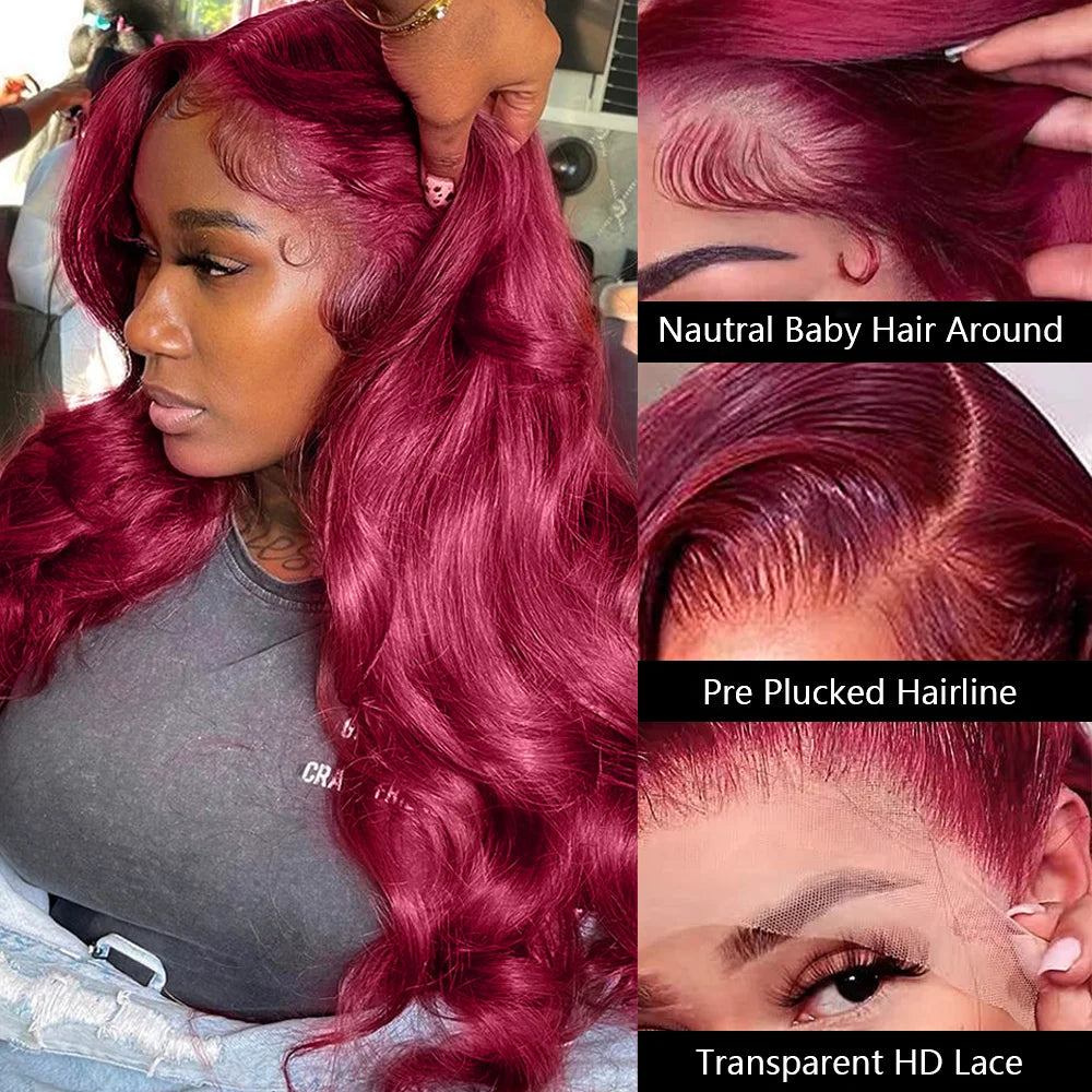 Hazel Burgundy Body Wave Human Hair Wigs