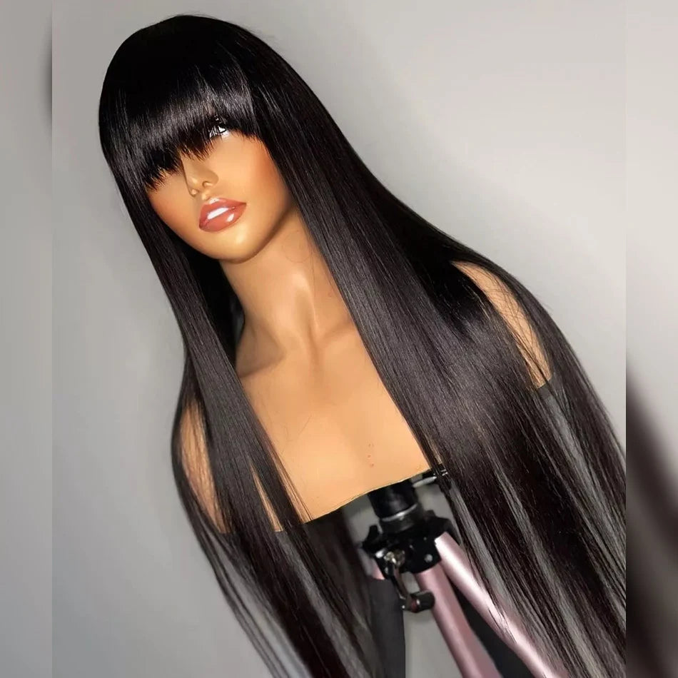 Maribelle Silky Straight Human Hair Wigs With Bangs