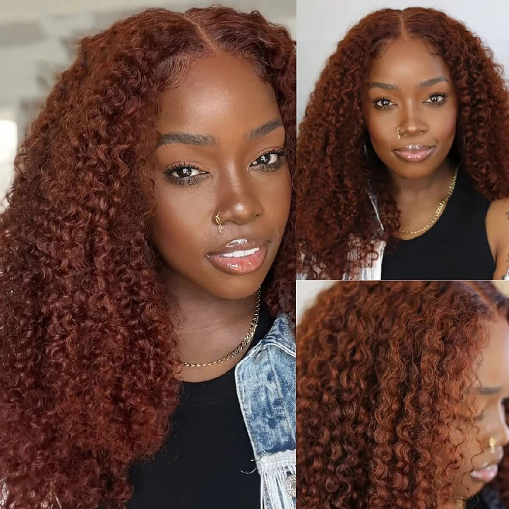 Carry Reddish Brown Jerry Curly Human Hair Wigs