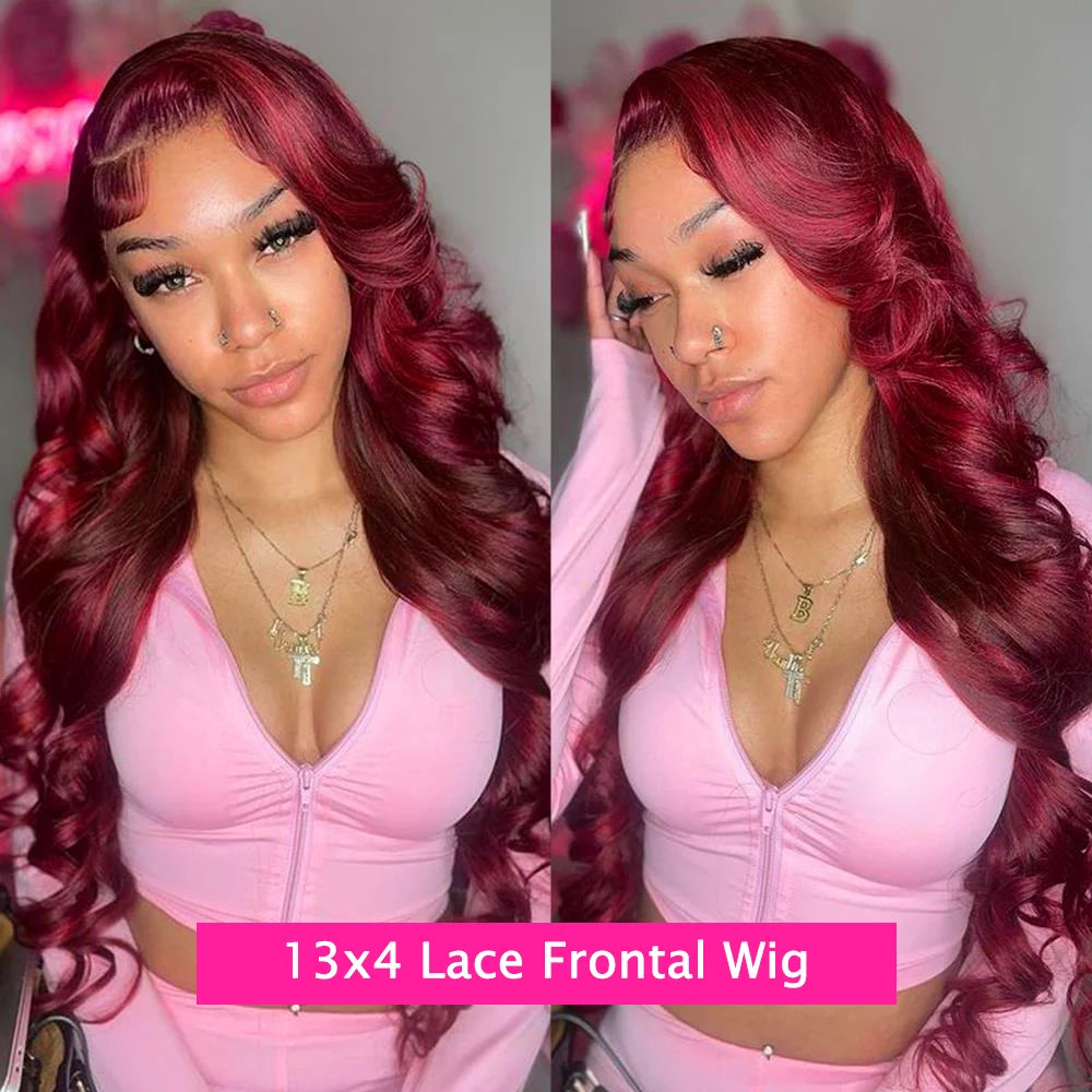 Hazel Burgundy Body Wave Human Hair Wigs