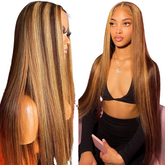 Mandy Highlighted Straight Human Hair Wigs