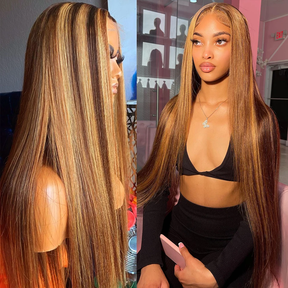 Mandy Highlighted Straight Human Hair Wigs