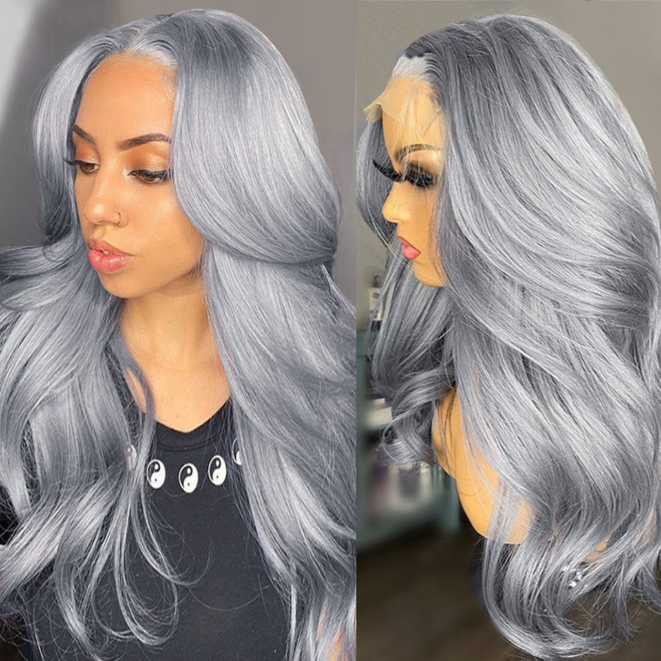 Hazel Silver Grey Human Hair Wigs